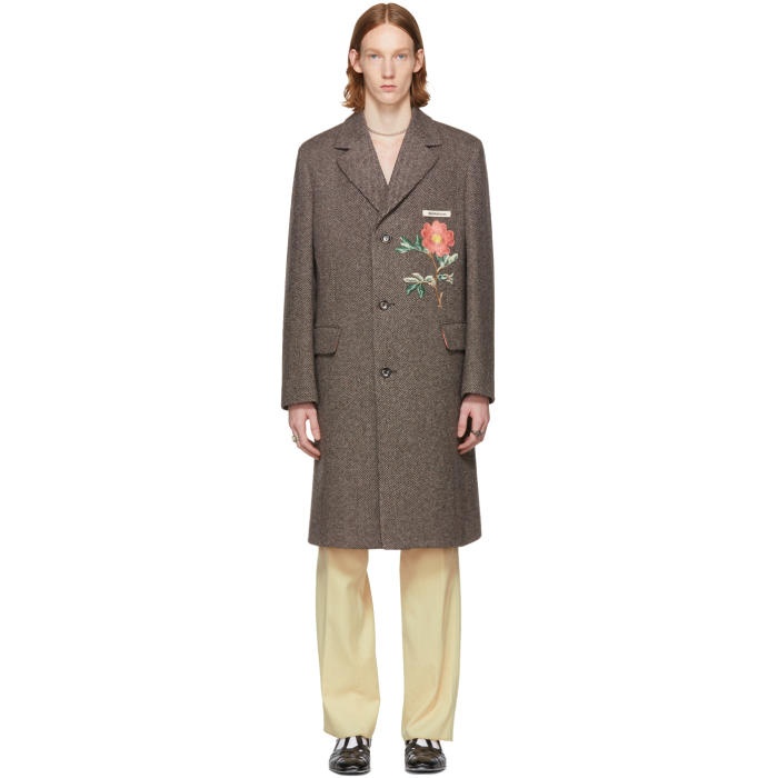 Photo: Gucci Brown Embroidered Wool Coat