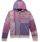 KAPITAL - Patchwork Bandana-Print Cotton-Jersey and Quilted Satin Hoodie - Purple