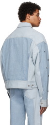 Feng Chen Wang Blue Denim Logo Embellished Jacket