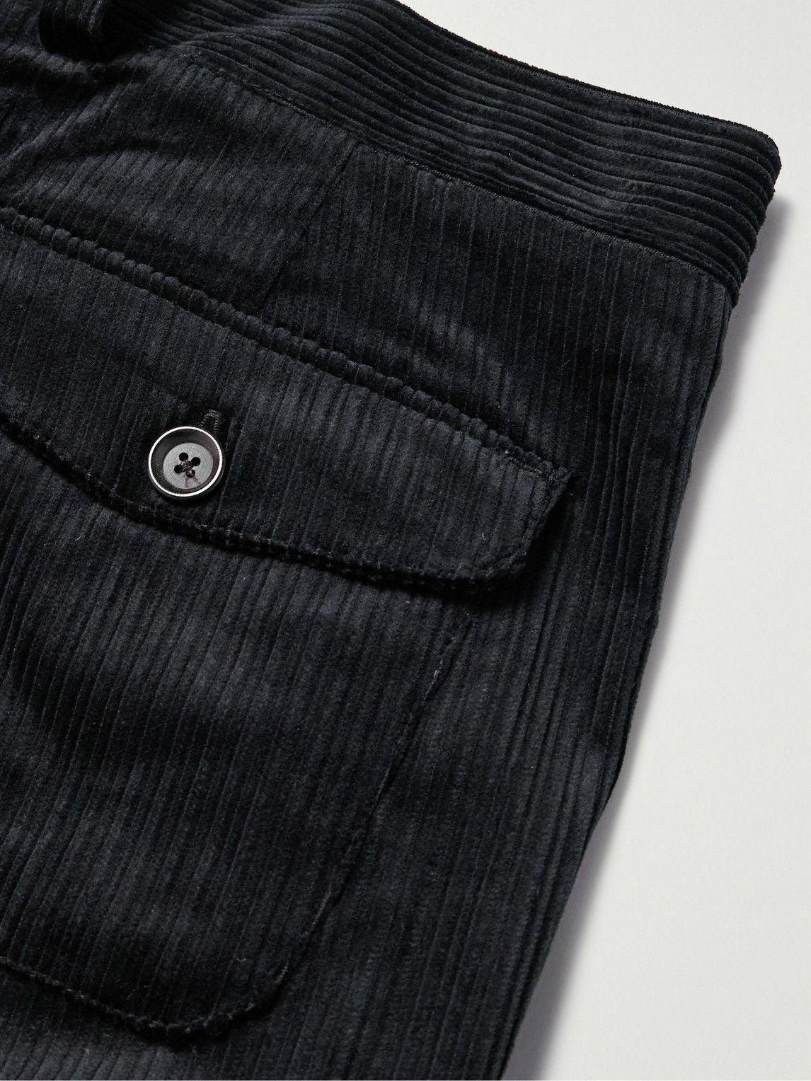 Oliver Spencer - Morton Straight-Leg Pleated Cotton-Corduroy Trousers - Black