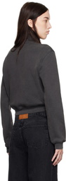 alexanderwang.t Gray Cropped Zip-Up Sweater