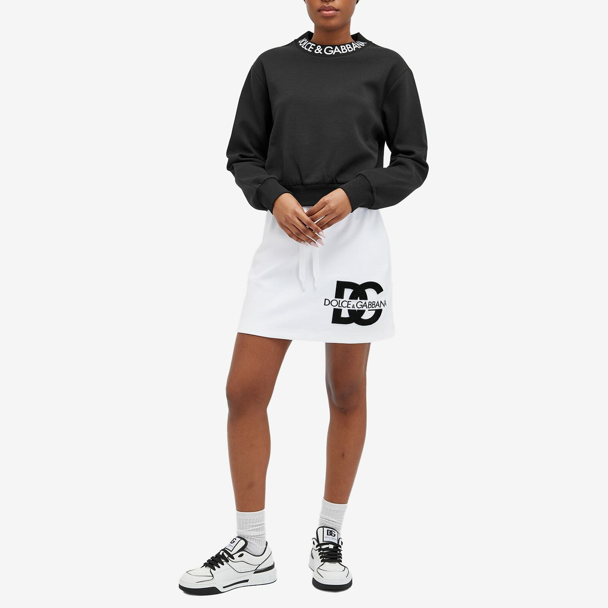 Dolce & Gabbana Women's Collar Logo Sweatshirt in Black