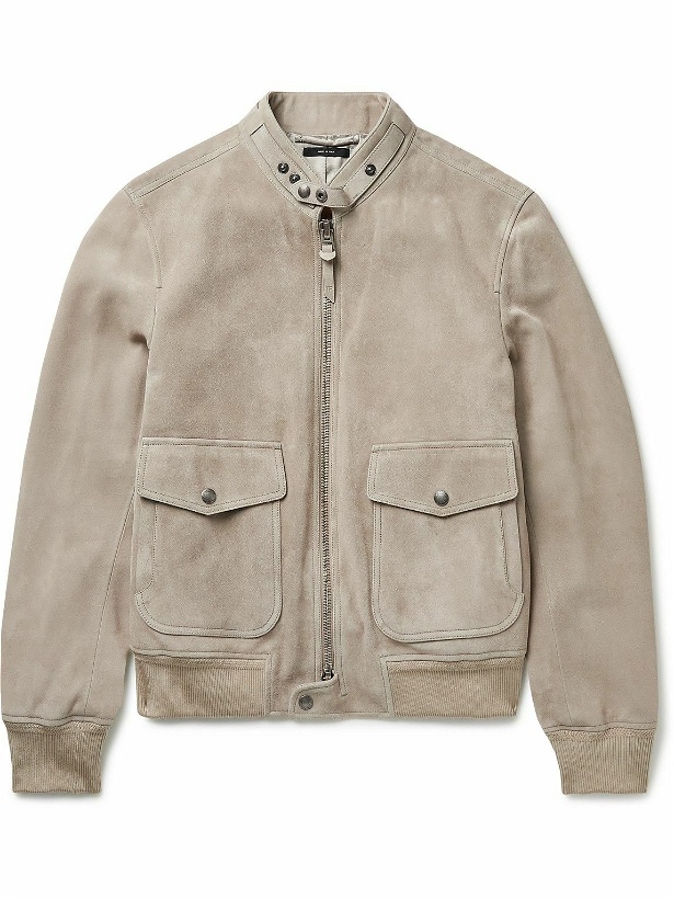 Photo: TOM FORD - Members Only Slim-Fit Suede Jacket - Neutrals