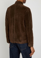 Drake's Chore Patch Pocket Suede Overshirt Brown
