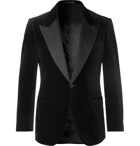 Kingsman - Black Grosgrain-Trimmed Cotton-Velvet Tuxedo Jacket - Black