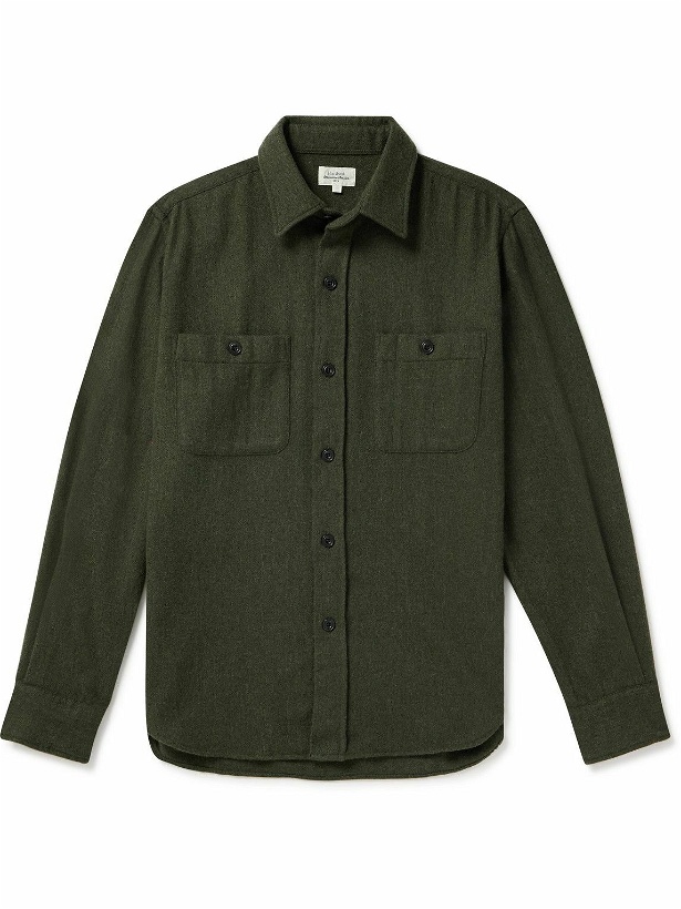 Photo: Hartford - Percey Recycled Wool-Blend Flannel Overshirt - Green