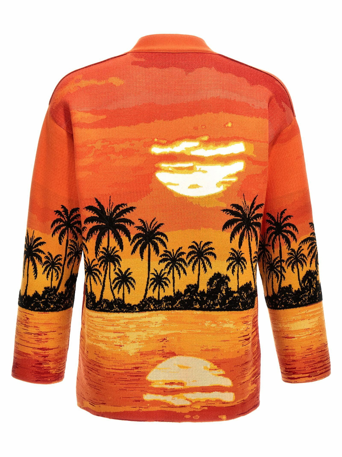 Alanui Kerala Sunset Drop Shoulder Intarsia Knit Cardigan