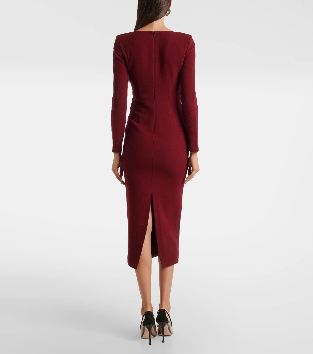 roland mouret wool crpe midi dress Peplum wool crpe midi dress in yellow - Roland Mouret