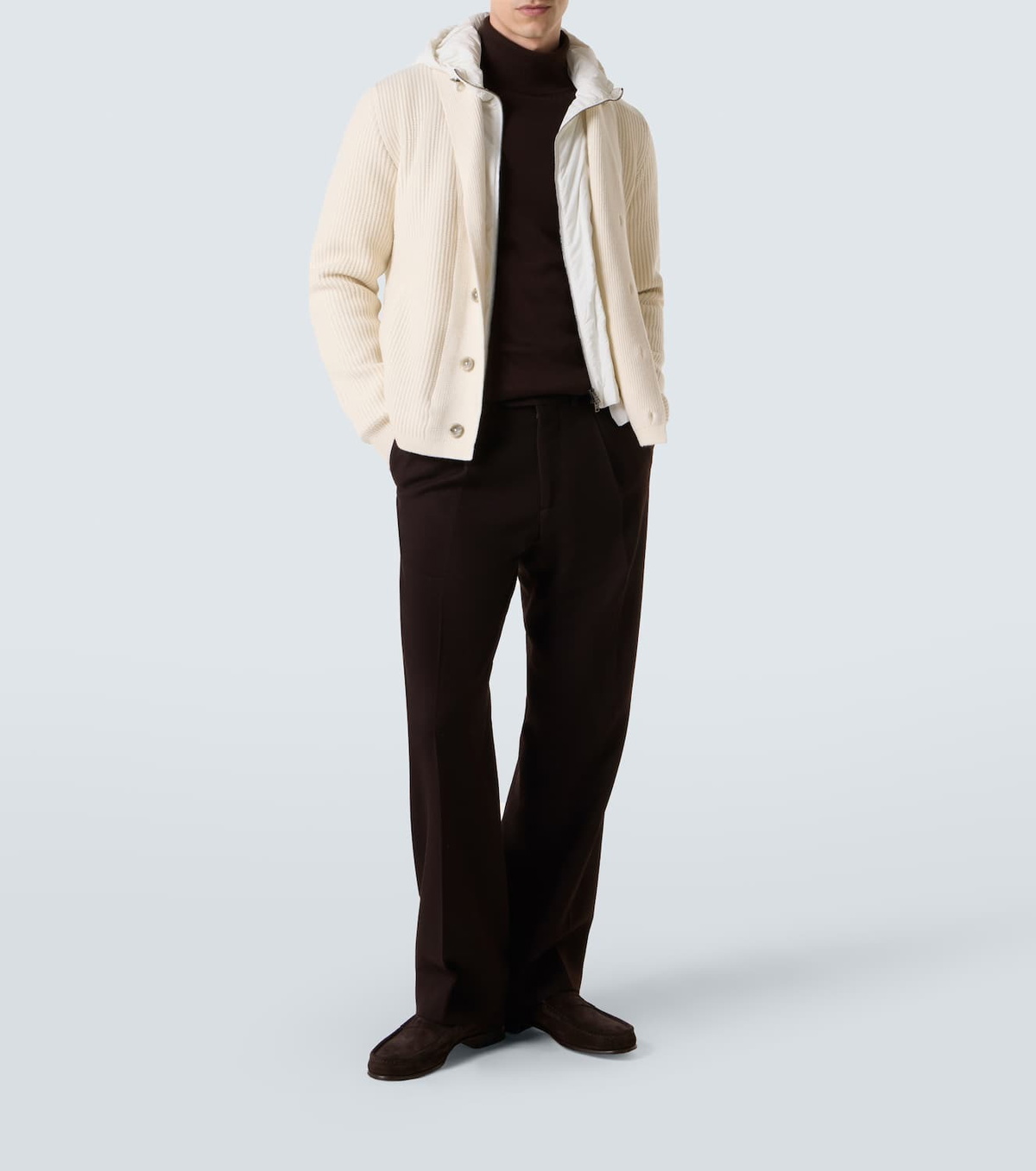 Herno Ribbed-knit wool cardigan