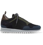 Dunhill - Radial Runner Leather and Suede-Trimmed Mesh Sneakers - Blue