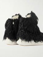 DRKSHDW by Rick Owens - Leather-Trimmed Faux Fur and Canvas High-Top Sneakers - Black