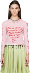 Chopova Lowena Pink 'Crunchy Lasagna' Fitted Mesh Top