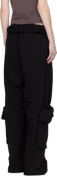 OPEN YY Black Rolled Waist Sweat Cargo Pants