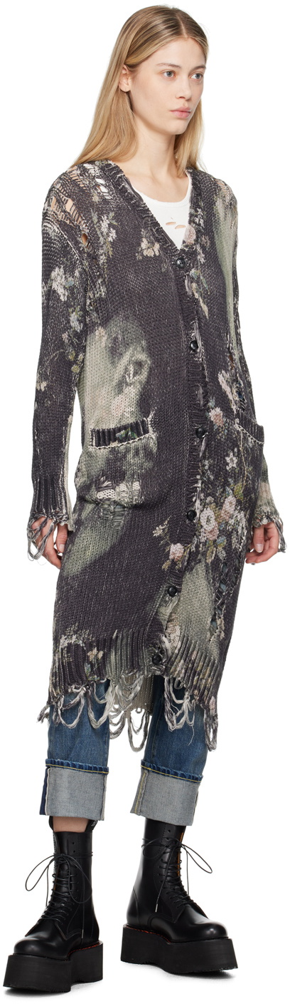 R13 Black Distressed Long Cardigan