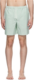 Maison Kitsuné Green Striped Shorts