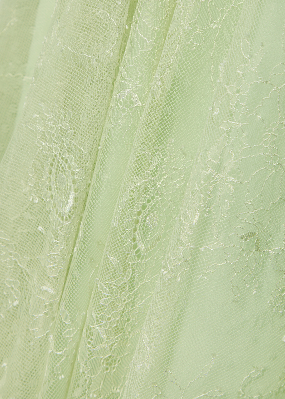 DE LA Vali Calima Asymmetric Lace Maxi Dress Light Green