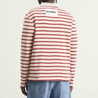 Jil Sander Men's Stripe Long Sleeve Polo in Salty Red