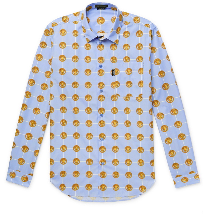 Photo: Versace - Printed Cotton Shirt - Blue