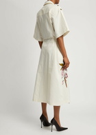 Stine Goya Striped Printed Cotton Midi Shirt Dress Cream