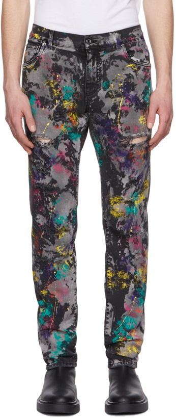 Photo: Dolce & Gabbana Black Painted Jeans