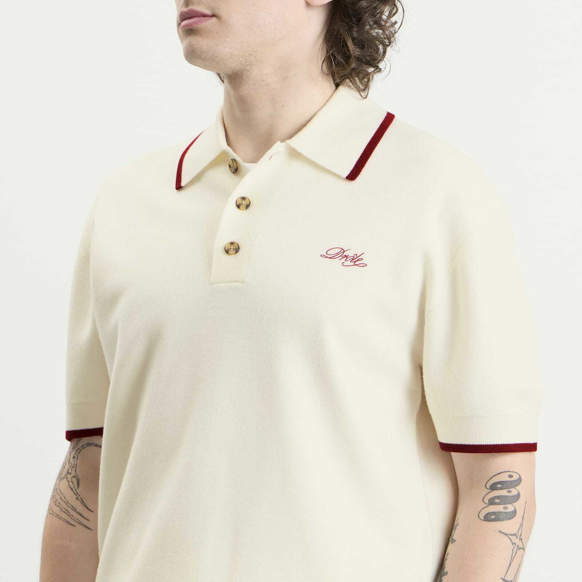 Drôle de Monsieur Men's Drôle Polo in Off White