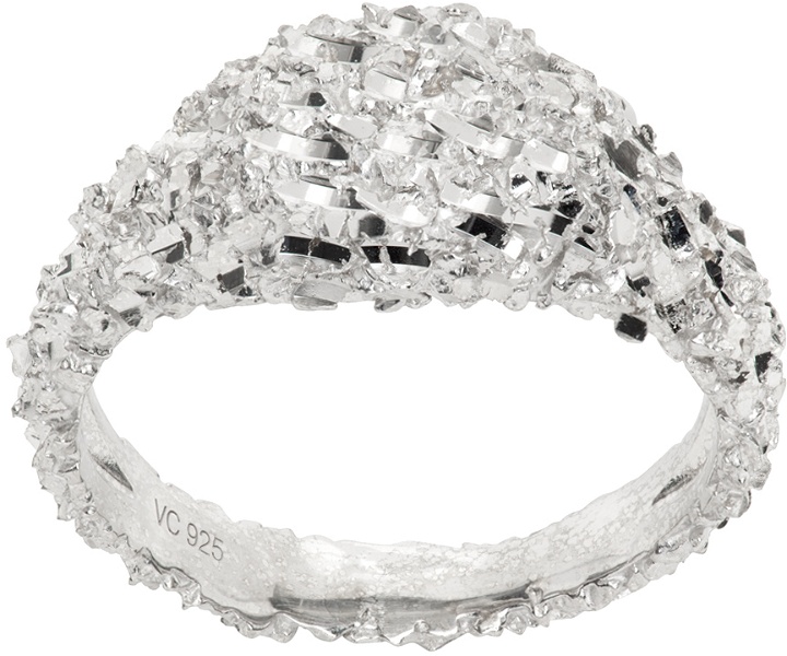 Photo: Veneda Carter SSENSE Exclusive Silver Thick Pebbled VC001 Ring