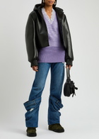 JW Anderson Hooded Padded Leather Jacket Black