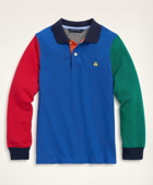 Brooks Brothers Boys Long-Sleeve Cotton Pique Fun Polo Shirt | Blue