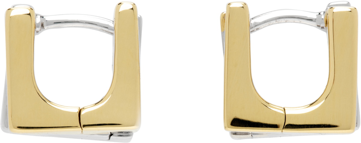 Tom Wood Silver & Gold Step Huggies Duo Earrings Tom Wood