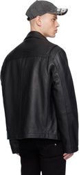 Versace Jeans Couture Black Grained Leather Biker Jacket
