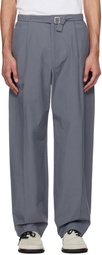 AMOMENTO Gray Belted Tuck Banding Trousers