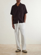 Frescobol Carioca - Angelo Camp-Collar Linen Shirt - Brown