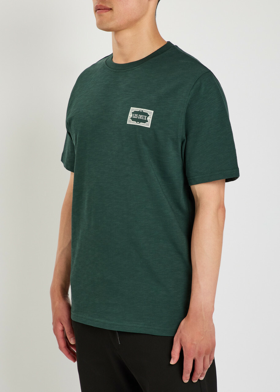 Les Deux Italian Logo-print Cotton T-shirt Green