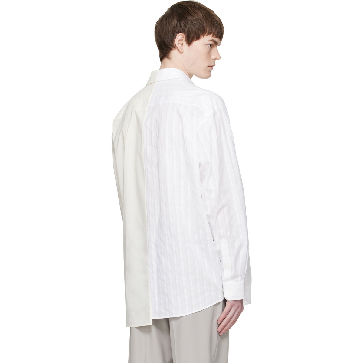 MM6 Maison Margiela Off-White & Blue Numeric Asymmetric Shirt
