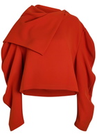 A.W.A.K.E Mode Draped Panelled-collar Crepe top Terracotta