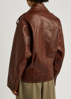 Petar Petrov Superbad Distressed Belted Leather Jacket Dark Brown