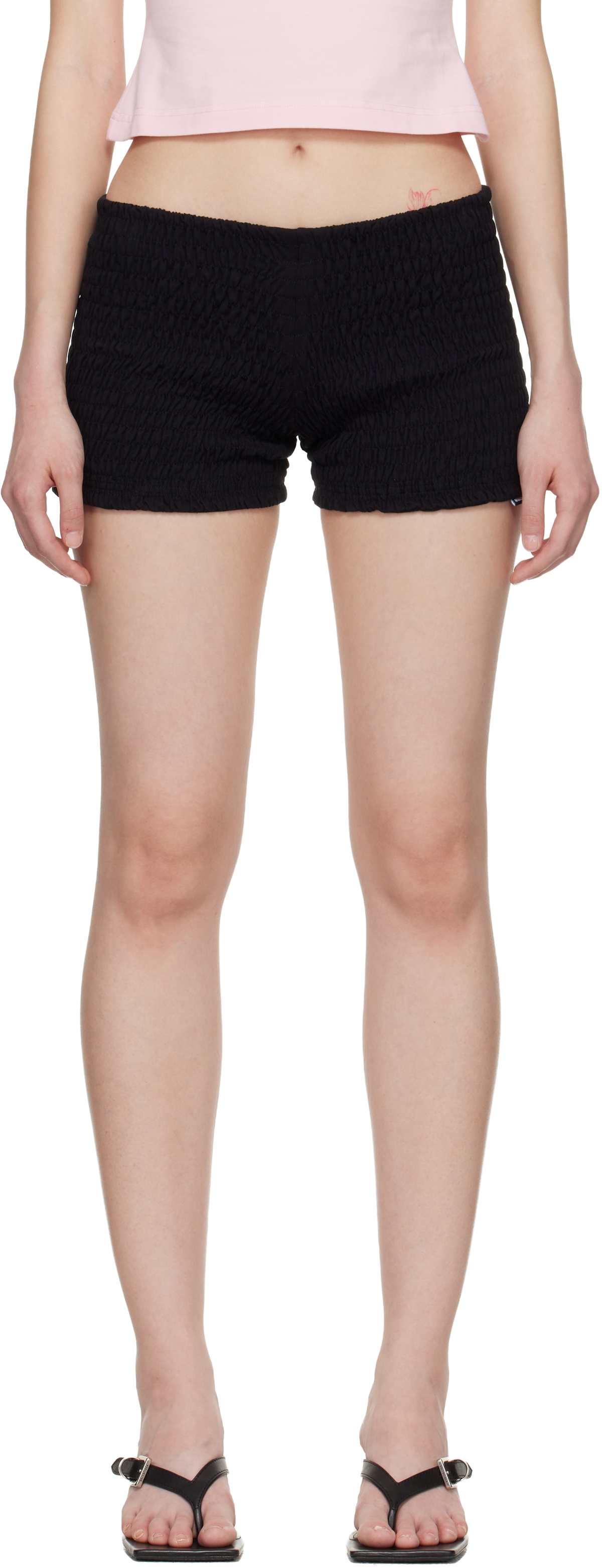 VETEMENTS Black Gathered Baby Shorts