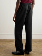 CELINE - Triomphe Straight-Leg Logo-Embroidered Cotton and Cashmere-Blend Jersey Sweatpants - Black