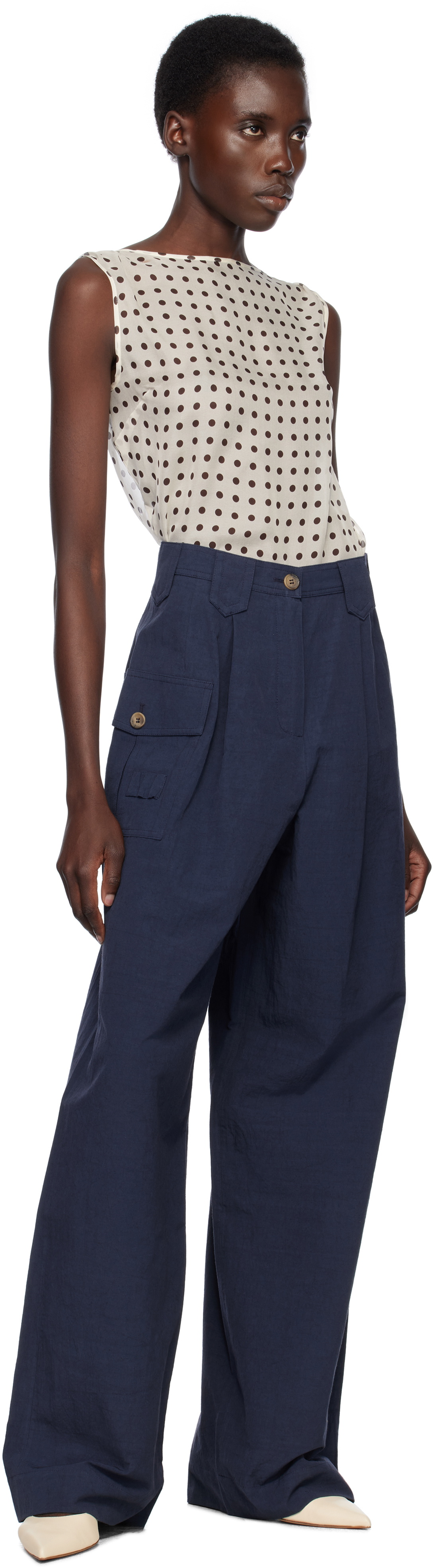 Caro Editions Navy Beatrice Trousers