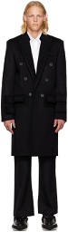 Balmain Black Velcro Strap Coat