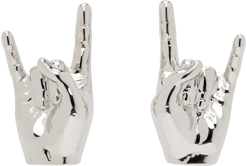 Y/Project Silver Mini Rock On Earrings