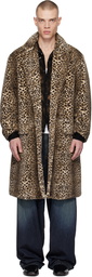 WACKO MARIA Brown Chesterfield Faux-Fur Coat