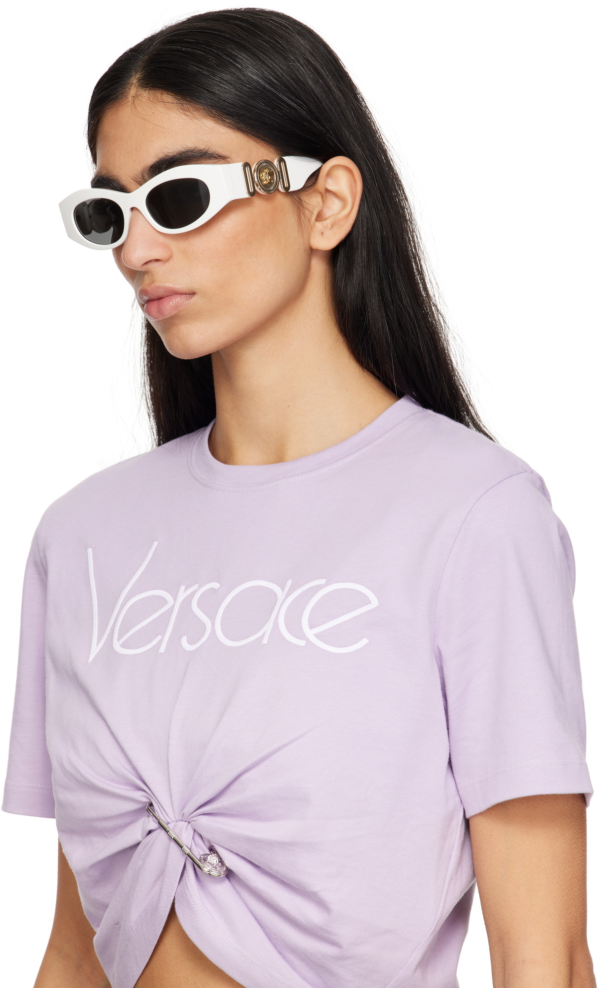 Versace White Cat-Eye Sunglasses with Silver Medusa Emblem VERSACE | 4450 314/87 | MEDUSA RUNWAY CAT-EYE SUNGLASSES  main image 2