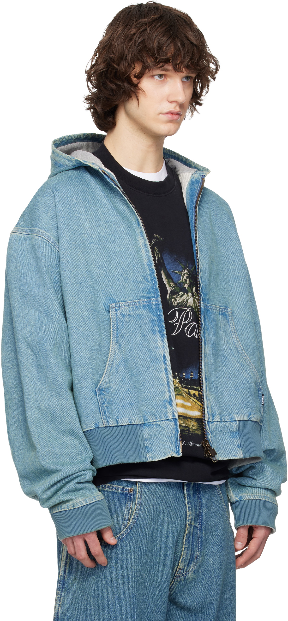 VETEMENTS Blue Hooded Workwear Denim Jacket