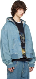 VETEMENTS Blue Hooded Workwear Denim Jacket