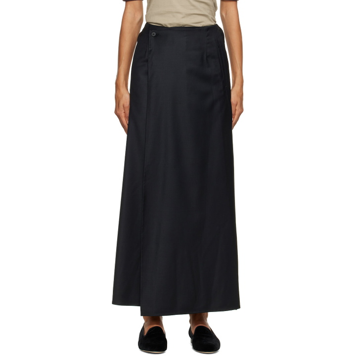 Photo: ssstein Black Wool & Silk Wrap Maxi Skirt