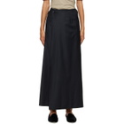 ssstein Black Wool & Silk Wrap Maxi Skirt