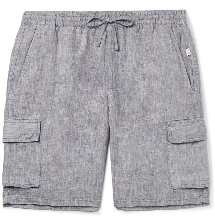 Photo: Onia - Tom Wide-Leg Linen Drawstring Cargo Shorts - Blue