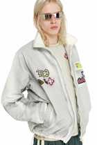 Diesel Windbreaker with trompe l'oeil patches - Jackets Mens in Grey