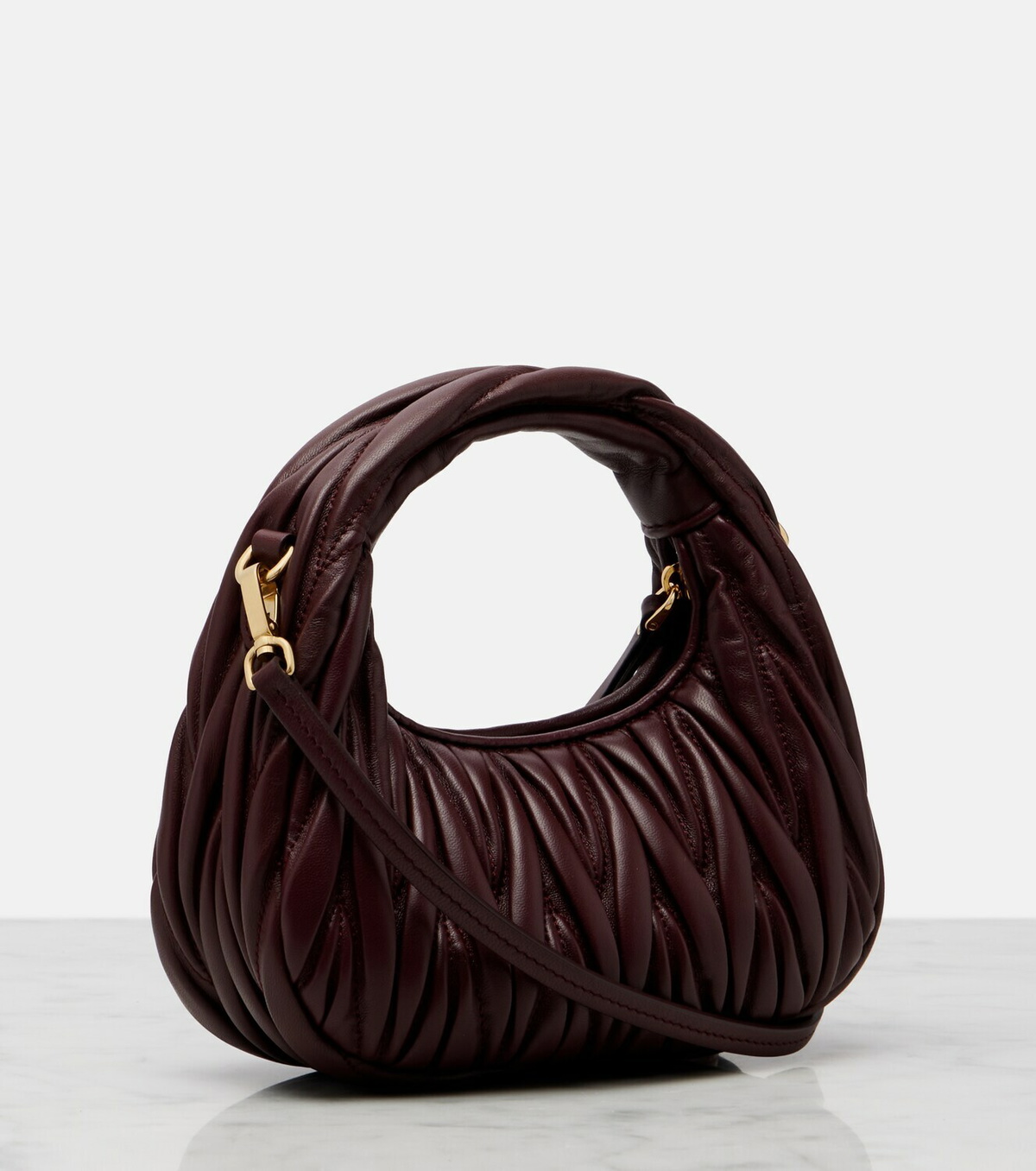 Miu Miu Wander Mini matelassé leather top-handle bag